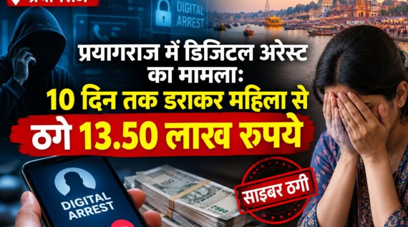प्रयागराज में डिजिटल अरेस्ट का मामला: 10 दिन तक डराकर महिला से ठगे 13.50 लाख रुपये